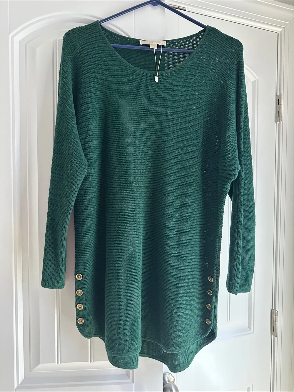Michael Kors Dark Green Knit Sweater with Gold Logo Tag